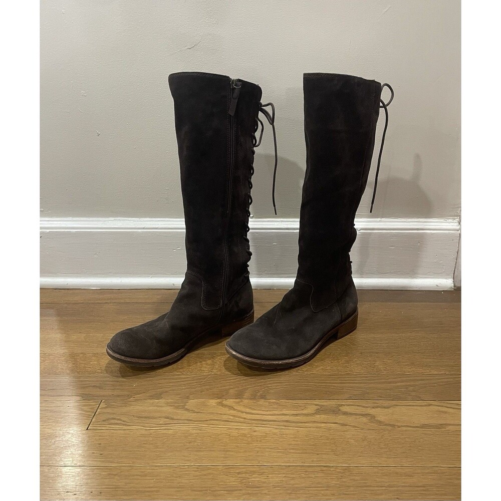 Sofft SHARNELL II Brown Suede Waterproof Back Lace Up Knee High Riding Boot Sz 8 - Picture 3 of 7